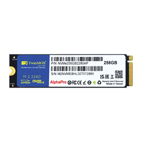 TwinMOS NVMe256GB2280AP, AlphaPro, 256GB, 3600-3250Mb/s, Gen3, NVMe PCIe M.2 2280, SSD,  TLC, 3DNAND