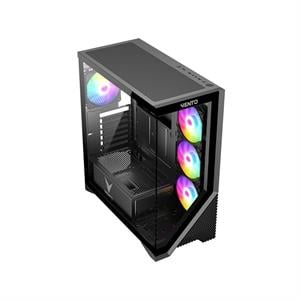 VENTO VG4202FL 750W 80+ BR GEN5 4x12CM RGB FAN E-ATX TEMPERLİ CAM 2xUSB2.0/1xUSB3.0 SİYAH GAMING KASA