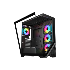VENTO VG4202FL Mid Tower, 750W 80+ Siyah, Temperli Cam, RGB, ATX GAMING KASA