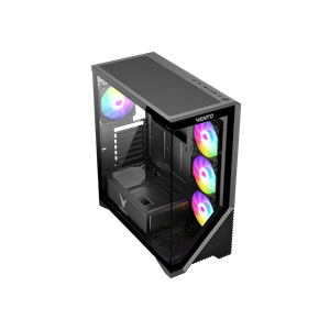VENTO VG4202FL Mid Tower, 750W 80+ Siyah, Temperli Cam, RGB, ATX GAMING KASA