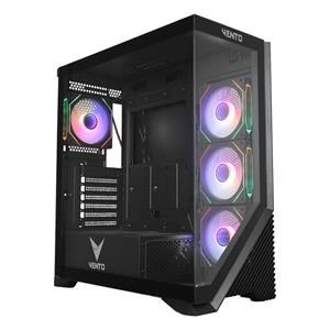 VENTO VG4202FLA 850W 80+ BR GEN5 4x12CM ARGB FAN E-ATX TEMPERLİ CAM 2xUSB2.0/1xUSB3.0 SİYAH GAMING KASA