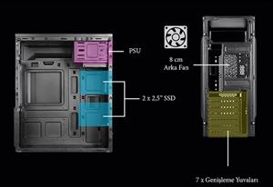 VENTO VS114F 500W Peak Siyah Mid Tower ATX Kasa