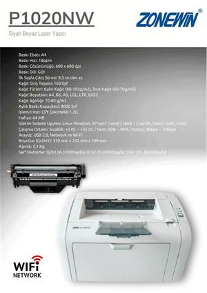 Zonewin 1020nw Mono Laser A4 Yazıcı - Network, Wi-Fi