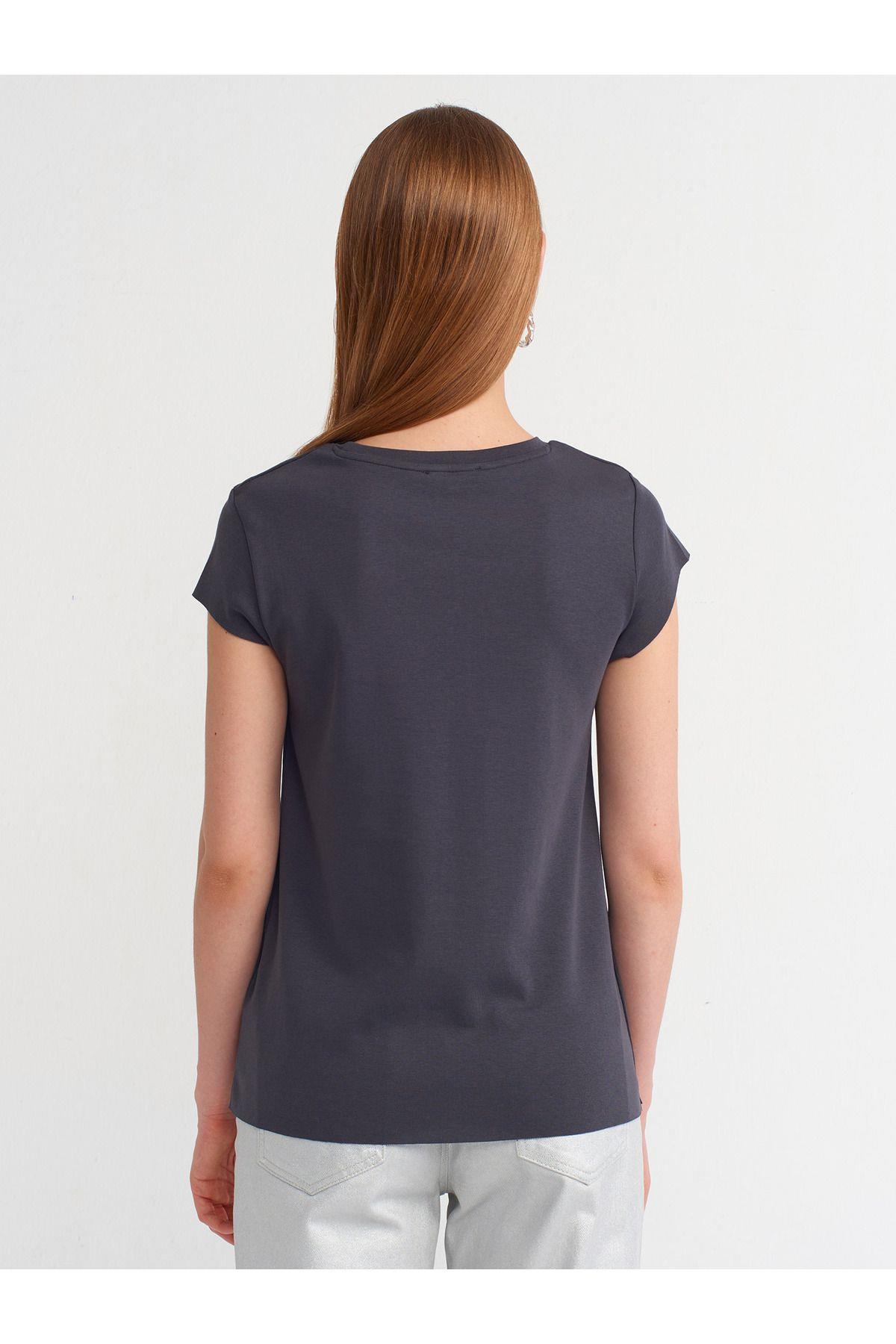 30719 Bisiklet Yaka T-shirt-Antrasit