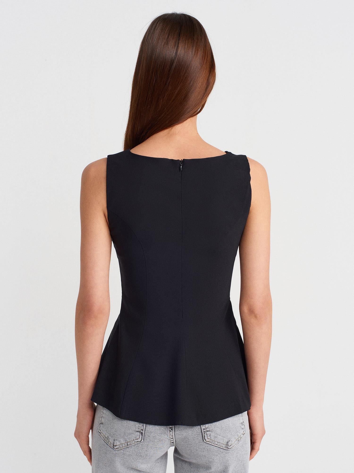 Dilvin 50281 Kadın Peplum Ekru Bluz