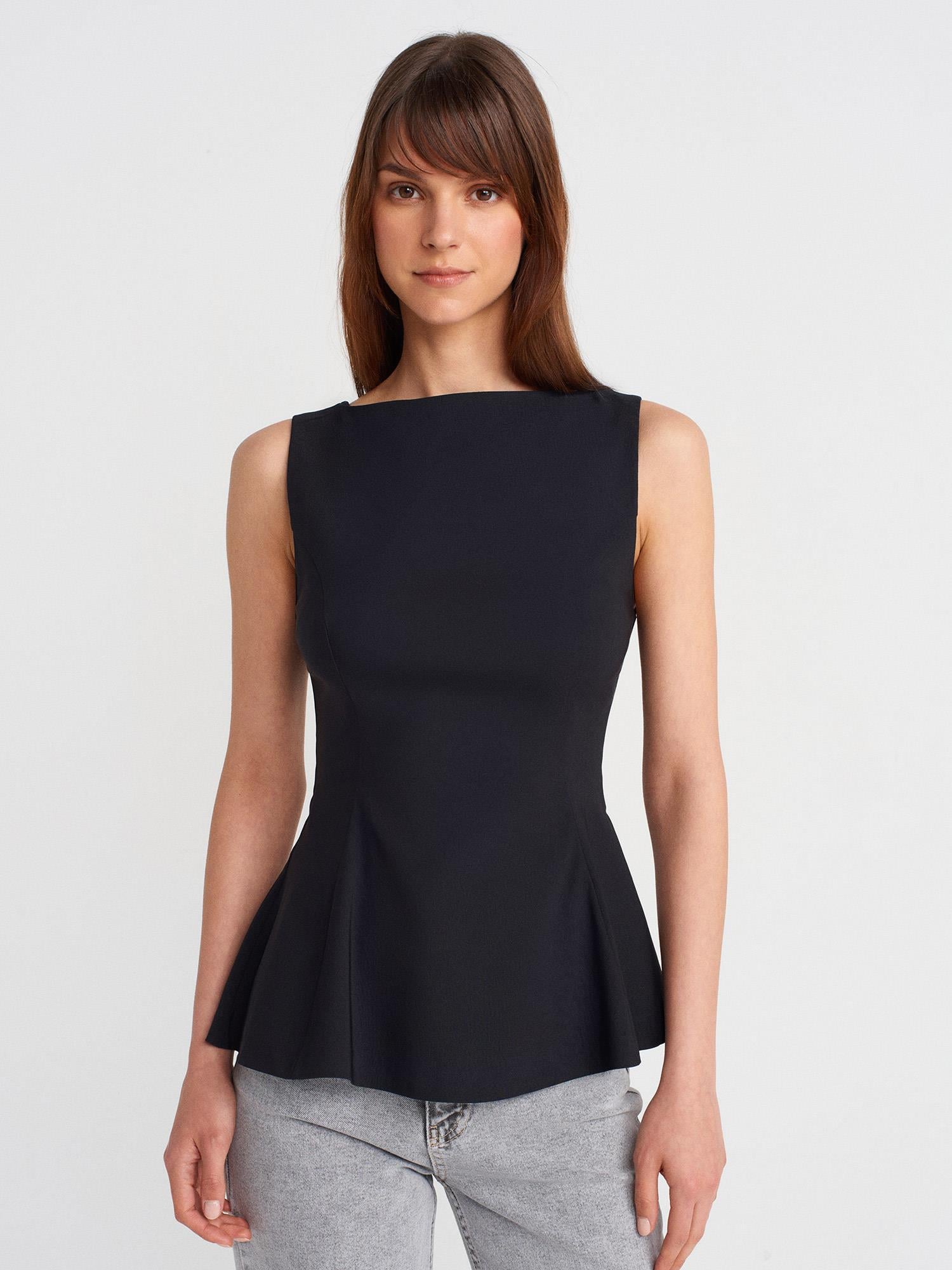 Dilvin 50281 Kadın Peplum Ekru Bluz