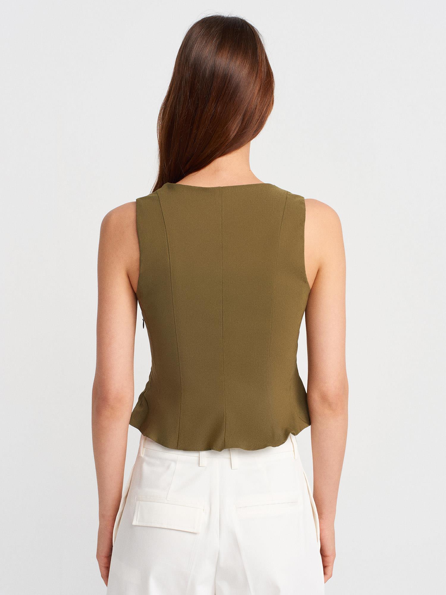 Dilvin 50860 Kadın Peplum Korse Çağla Top Bluz