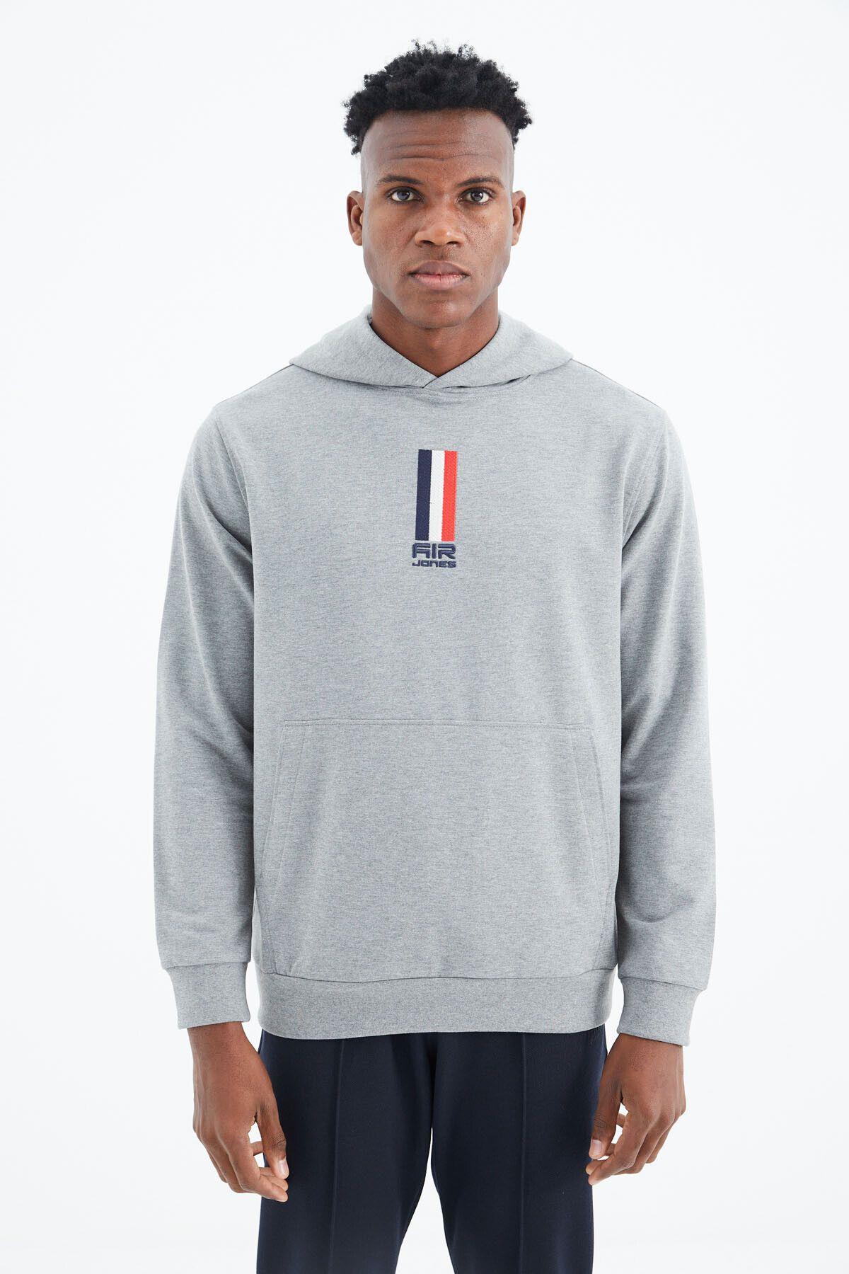 Harvey Gri Melanj Kapüşonlu Sweatshirt - 88309