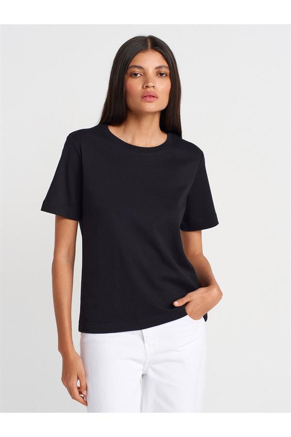 31763 Bisiklet Yaka T-shirt-Siyah