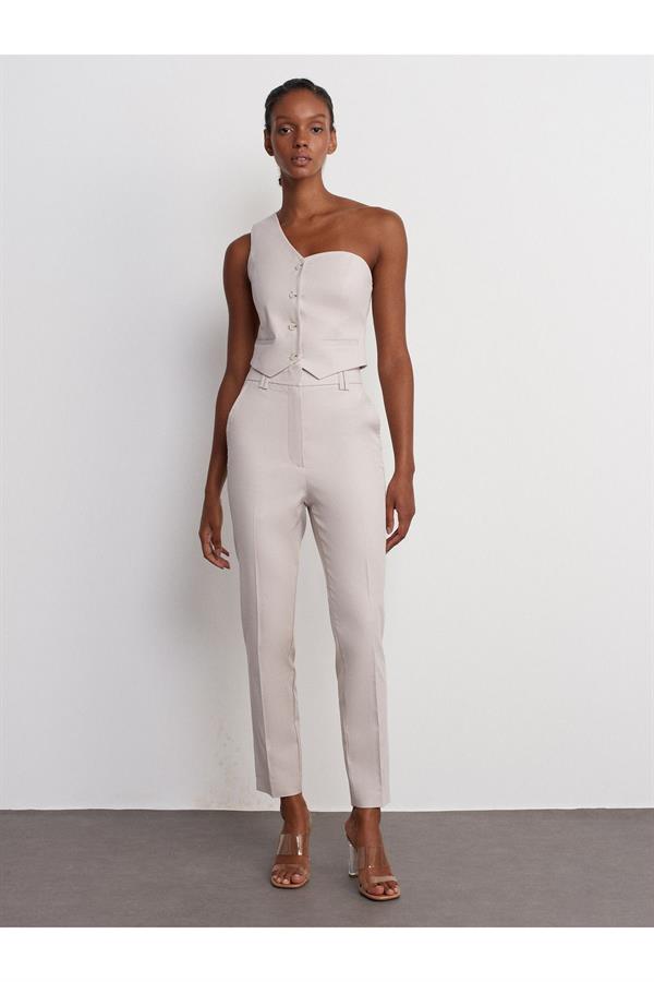 71529 Slim Fit Yüksek Bel Pantolon-Taş