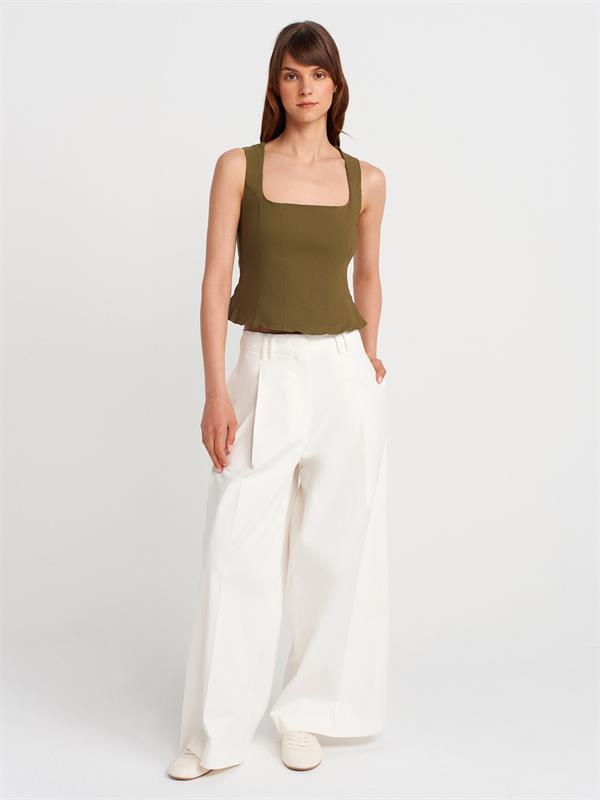Dilvin 50860 Kadın Peplum Korse Çağla Top Bluz