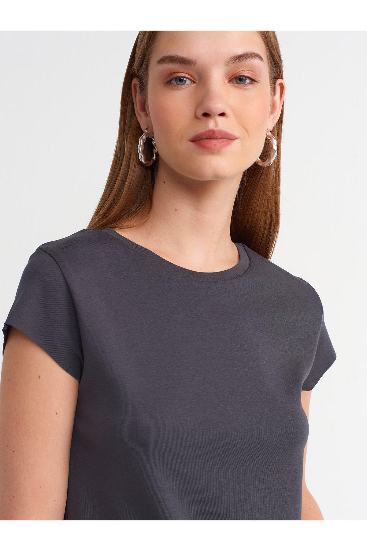 30719 Bisiklet Yaka T-shirt-Antrasit
