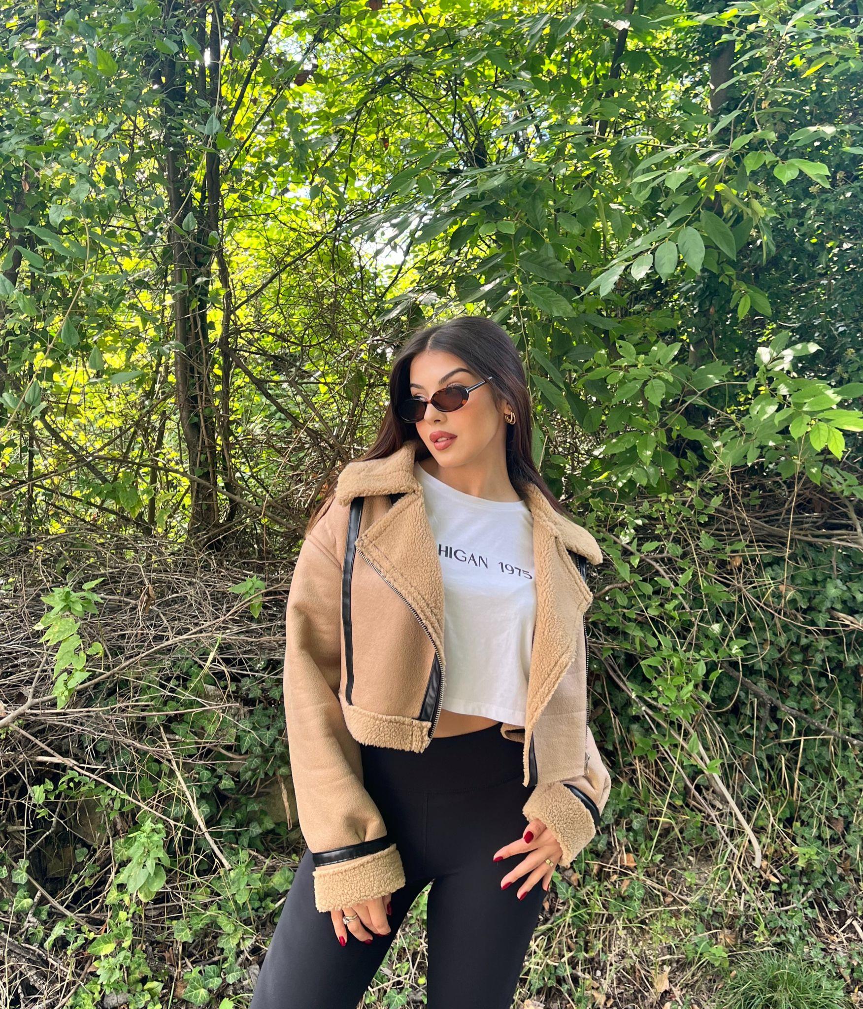 Bianca Kürklü Vizon Crop Ceket
