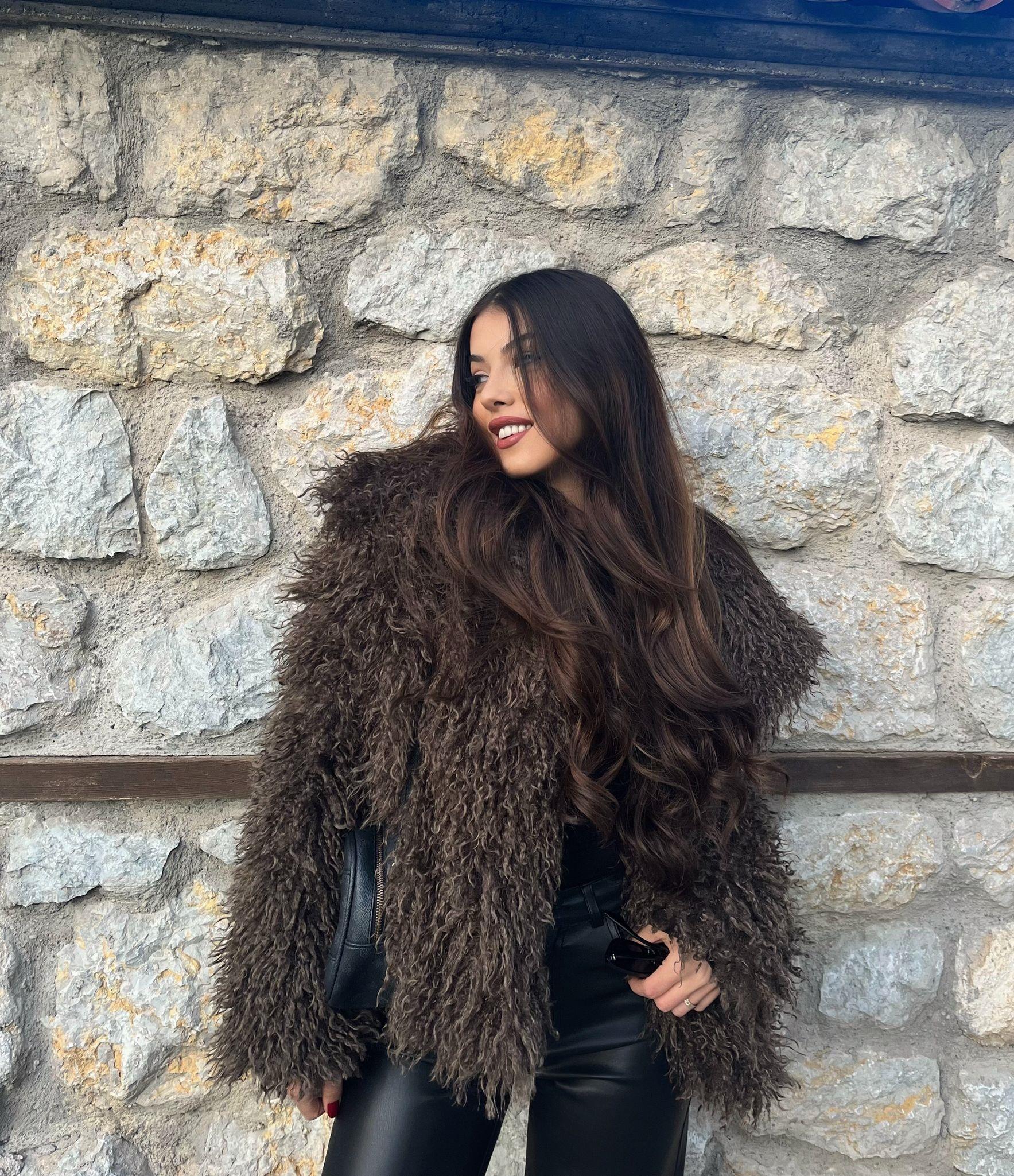 Curly ZR Model Astarlı Premium Kahverengi Kürk