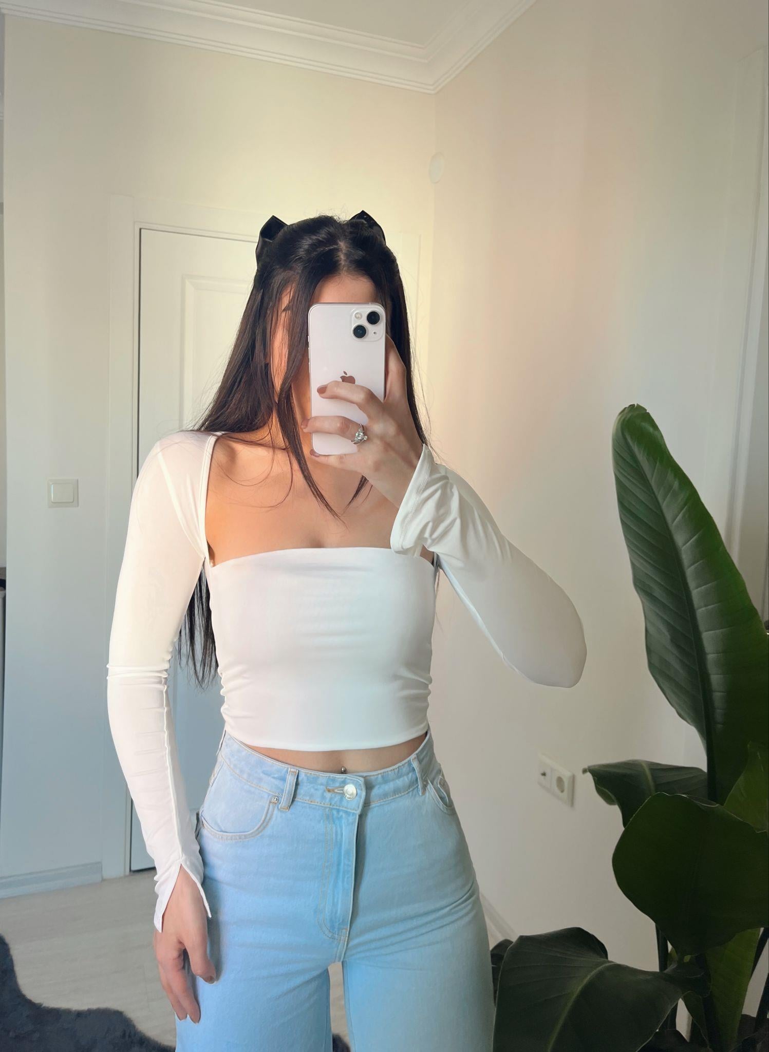 Faith Soft Touch Bilek Detay Basic Beyaz Crop