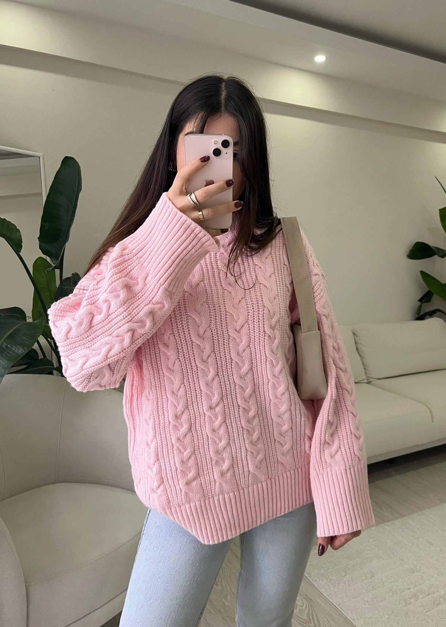 Maddie Saç Örgülü Pinterest Kazak Pembe