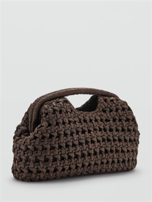 Mngo Model Hasır Clutch El Çantası Kahve