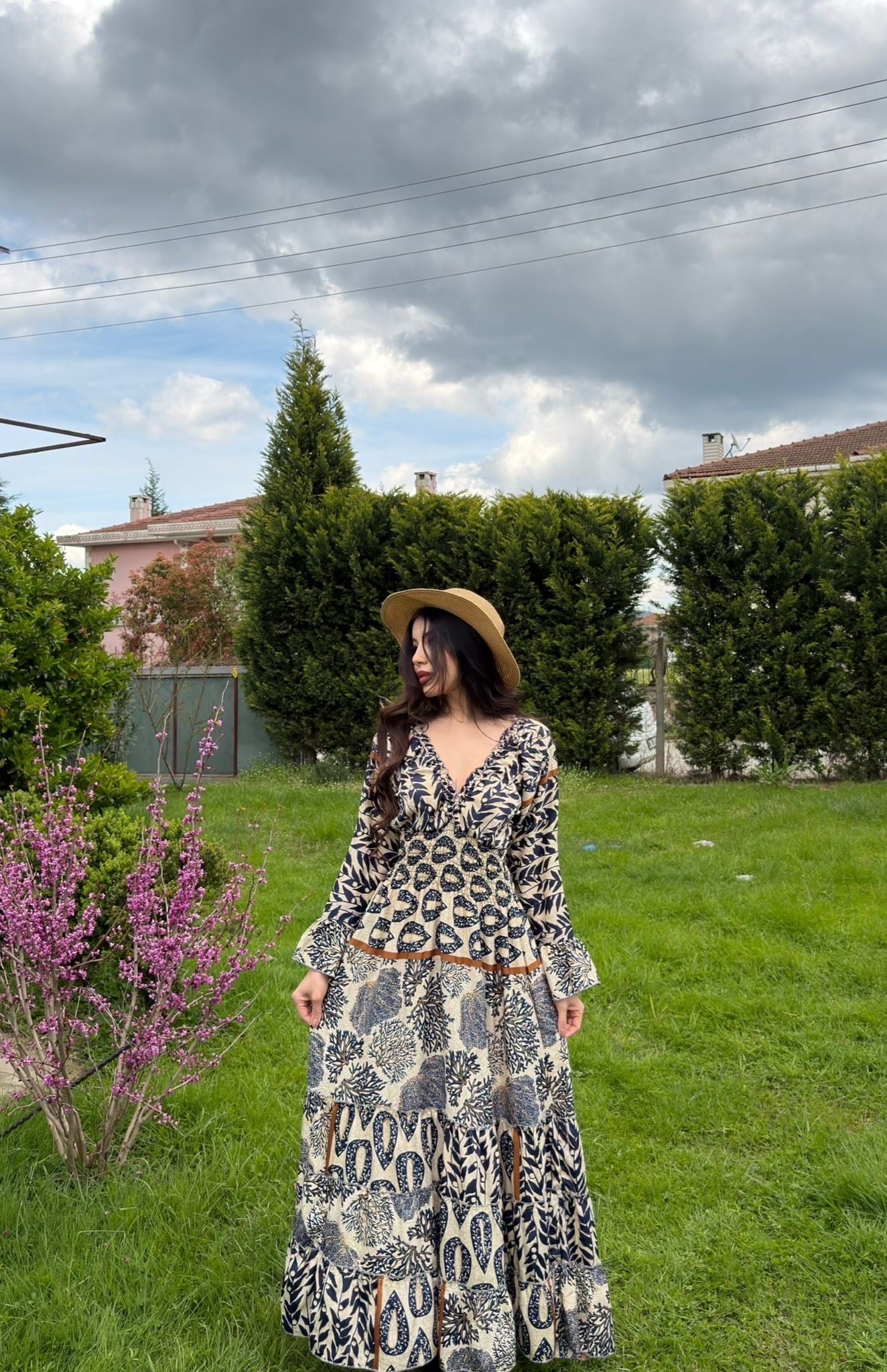 Althea Etnik Desen Bohem İpek Elbise V
