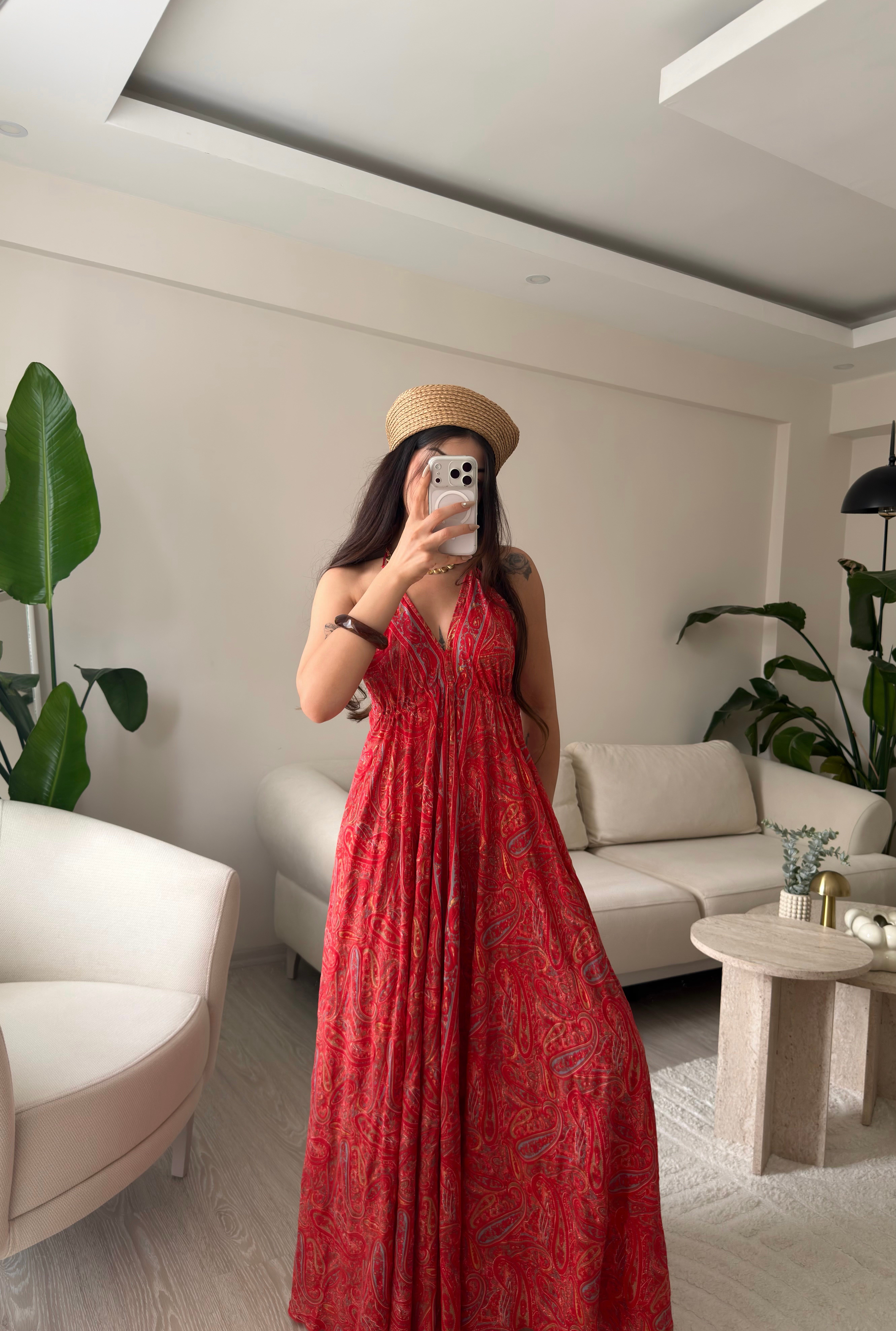 Anita Gold Detaylı Sırt Dekolteli İpek Elbise III