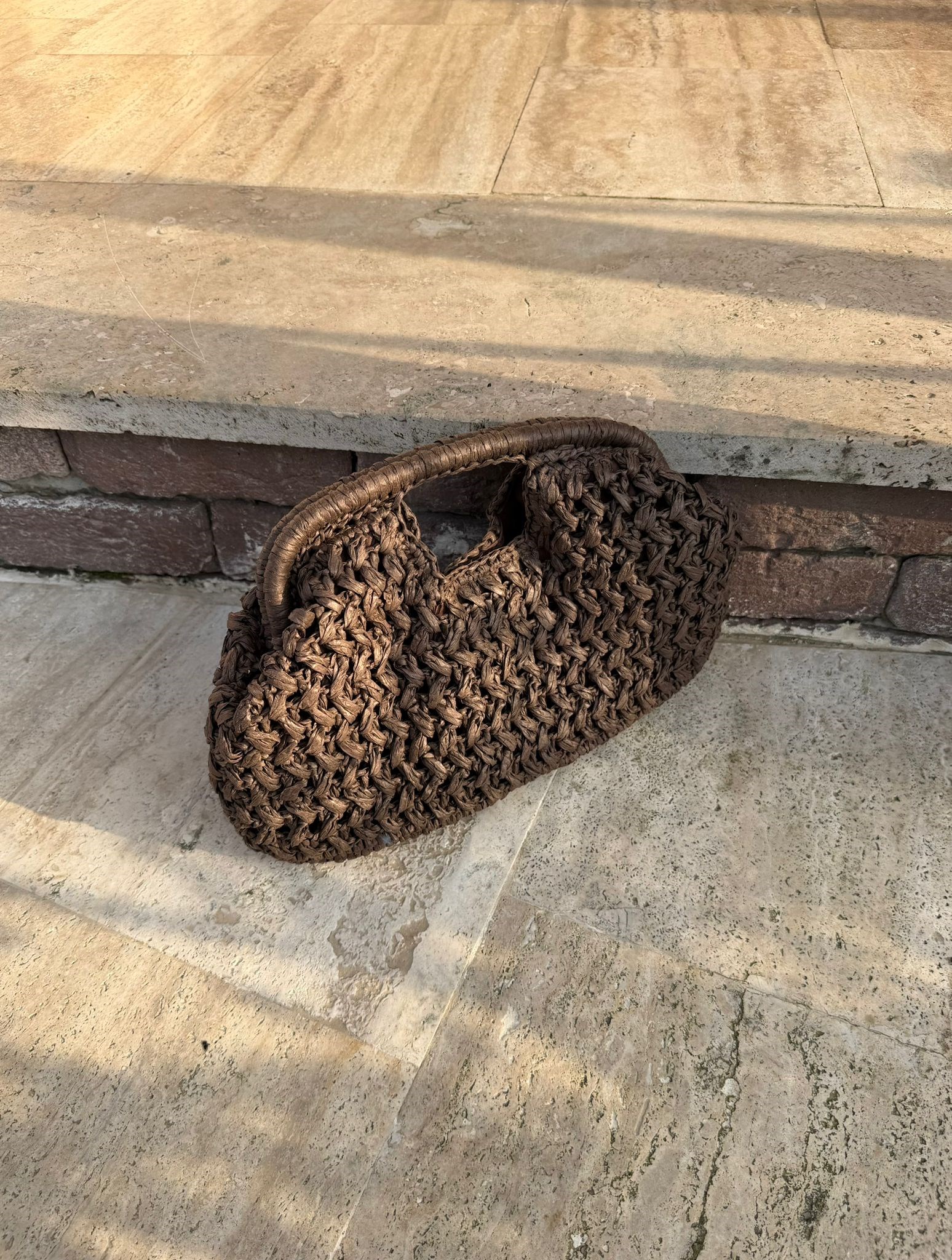 Mngo Model Hasır Clutch El Çantası Kahve