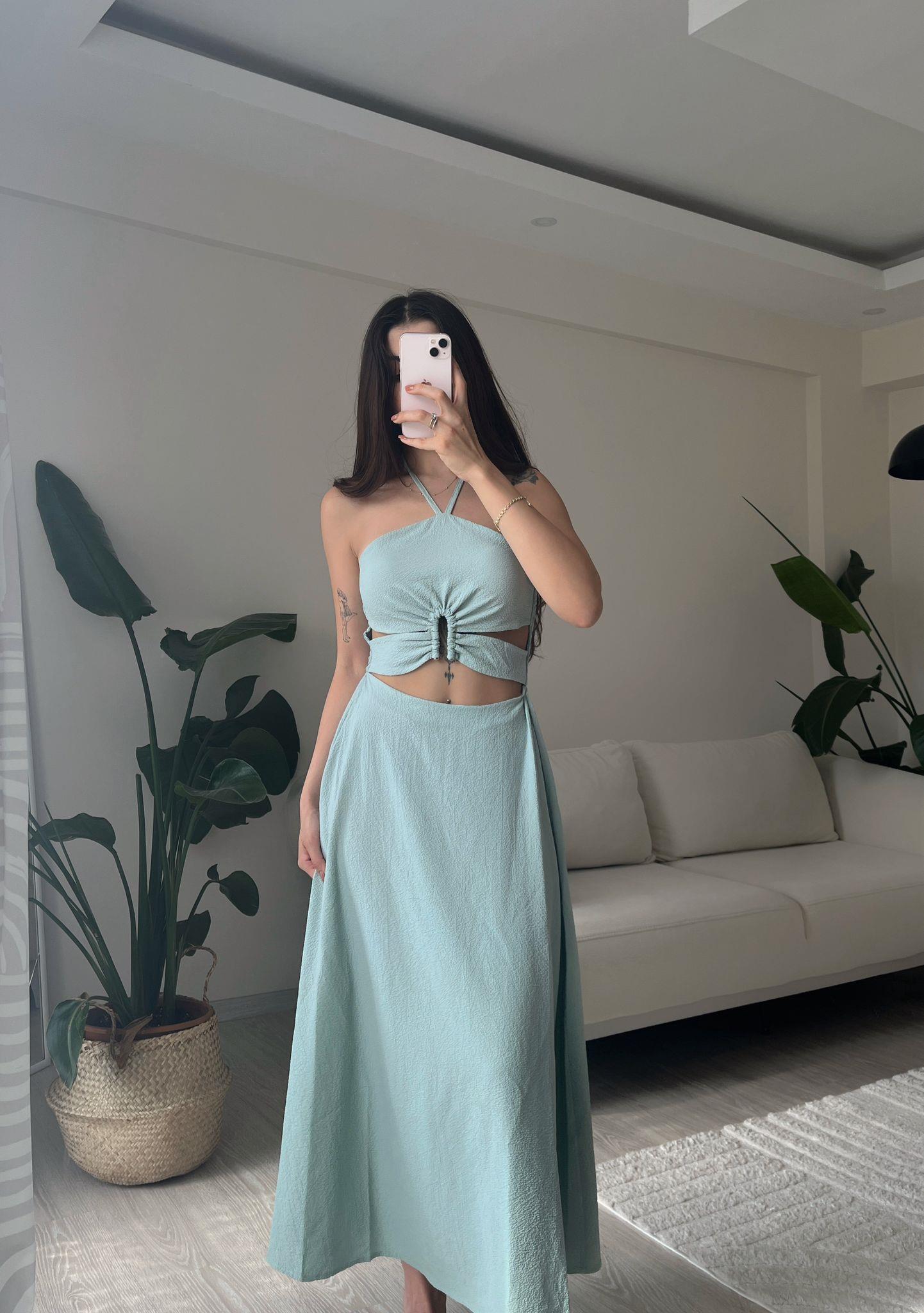 Sierra Tokalı Midi Boy Elbise Çağla