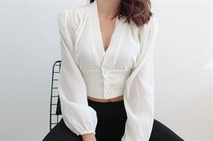 Beyaz Gömlek Crop 