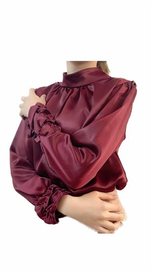 Bordo Saten Bluz 