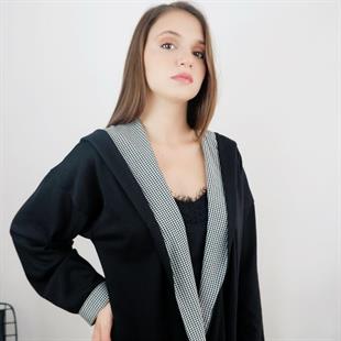 Ekose Detaylı Triko Hırka 