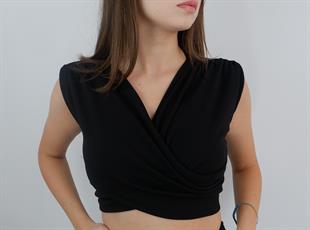 Siyah Etek Crop İkili Takım 