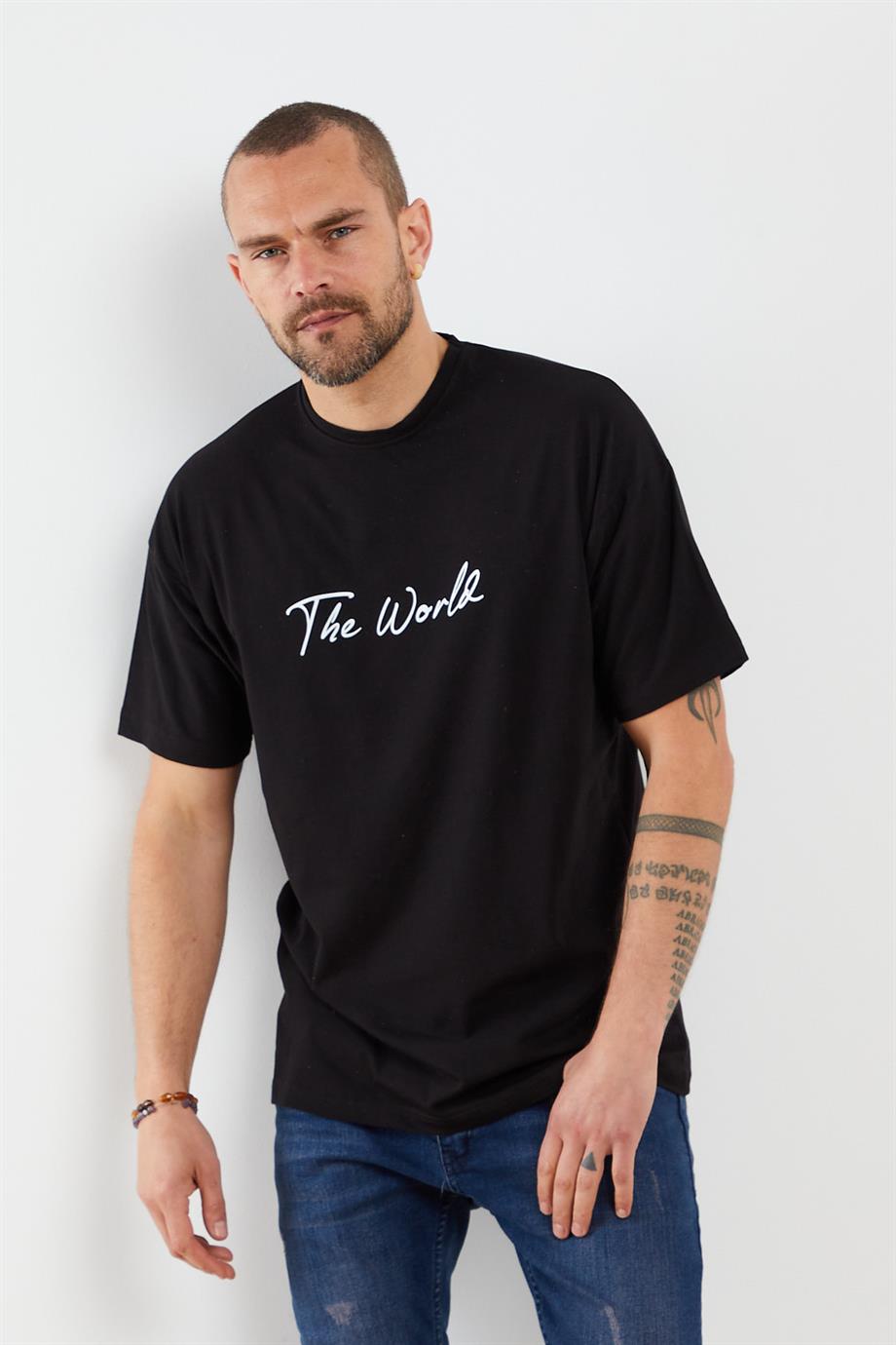 Densmood | DENSMOOD The World Yazılı Kısa Kollu T-Shirt