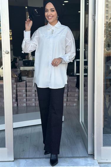 PANTOLON DAMLAYAN LACARTE 306 DAMLA TAŞLI KOT PANTOLON