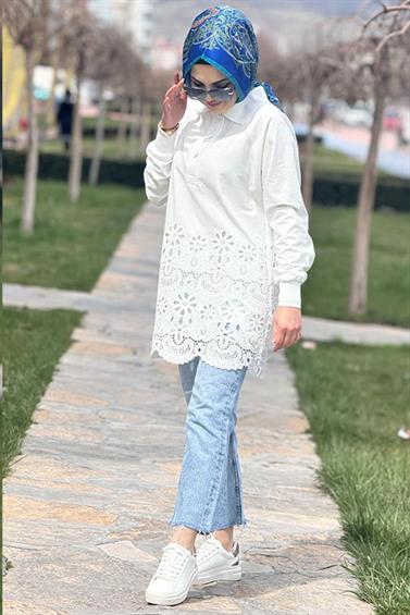 TUNİK FUAT GÜRŞEN 26Y-5306-1 ETEK UCU GİPÜRLÜ TUNİK