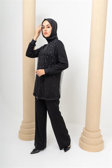 TUNİK MİARUJ 24K2411 ÖNÜ TAŞLI TÜLLÜ TUNİK