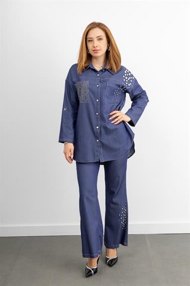 CEKET MİARUJ 24Y2366 TAŞ AKSESUARLI KOT CEKET