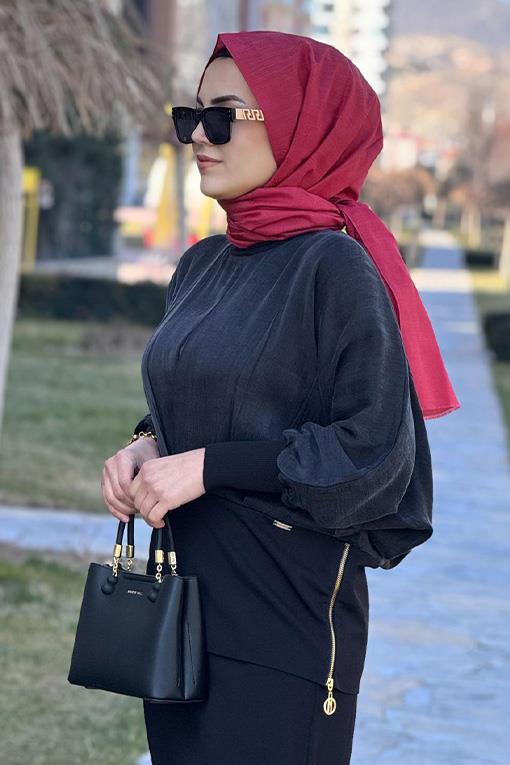 ELBİSE DAMLAYAN NİLİWİ 3120 YANLARI FERMUARLI KUPRA BLUZ