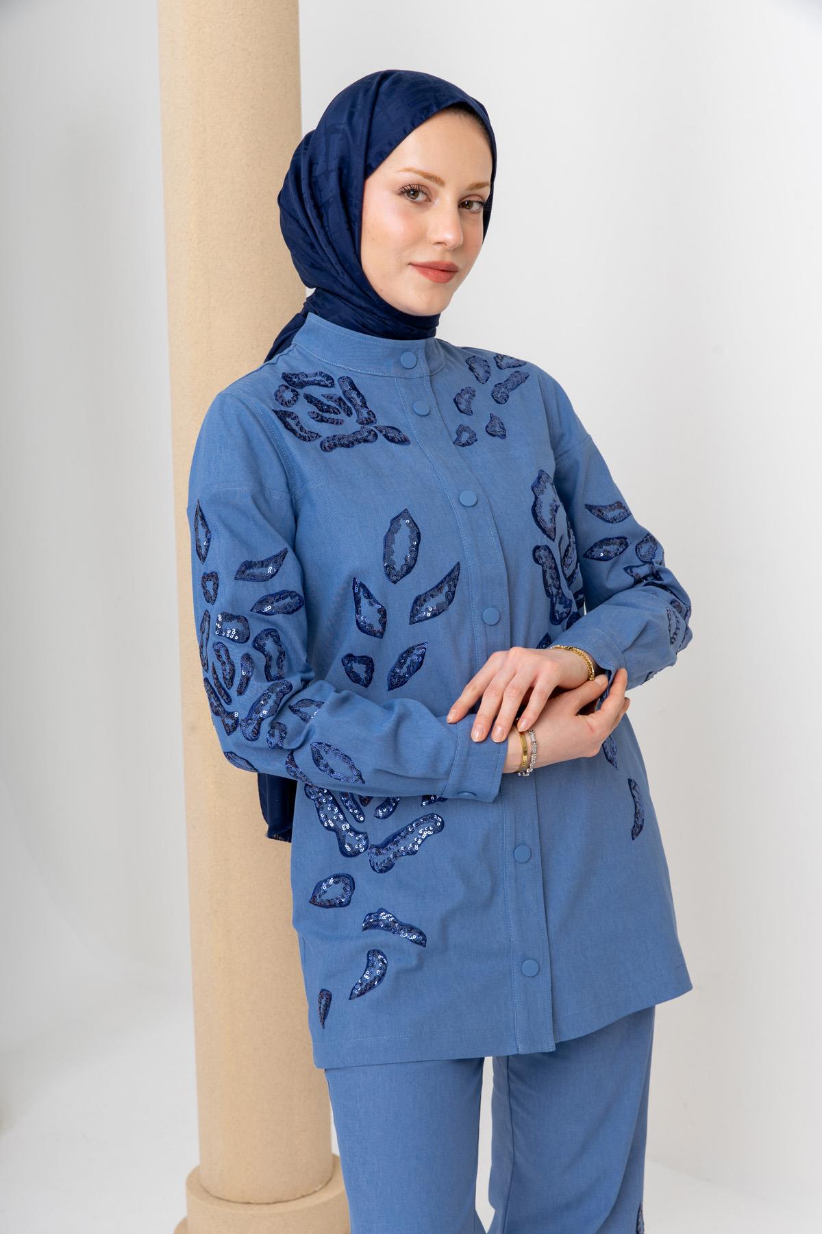CEKET MİARUJ 25Y4729 ÇİÇEK NAKIŞLI KOT CEKET