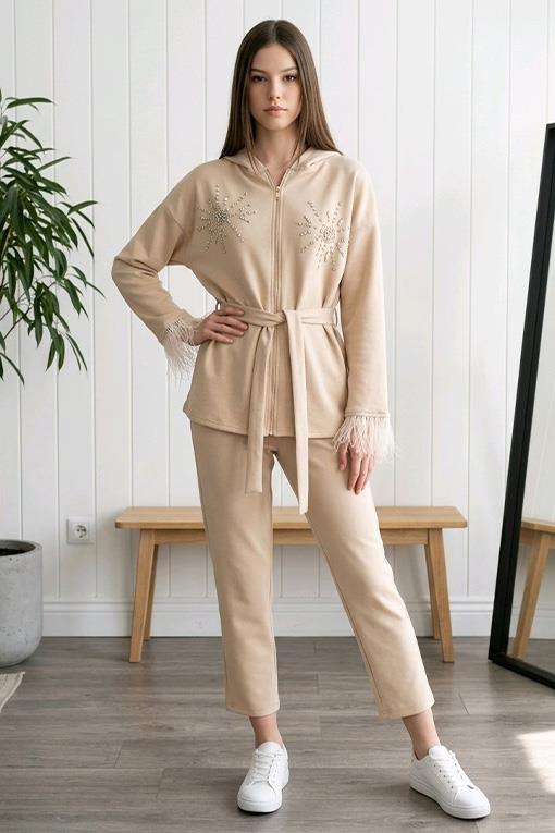 ELBİSE MODA ŞULE OMUZLARI TAŞLI KOLLARI PÜSKÜLLÜ TAKIM