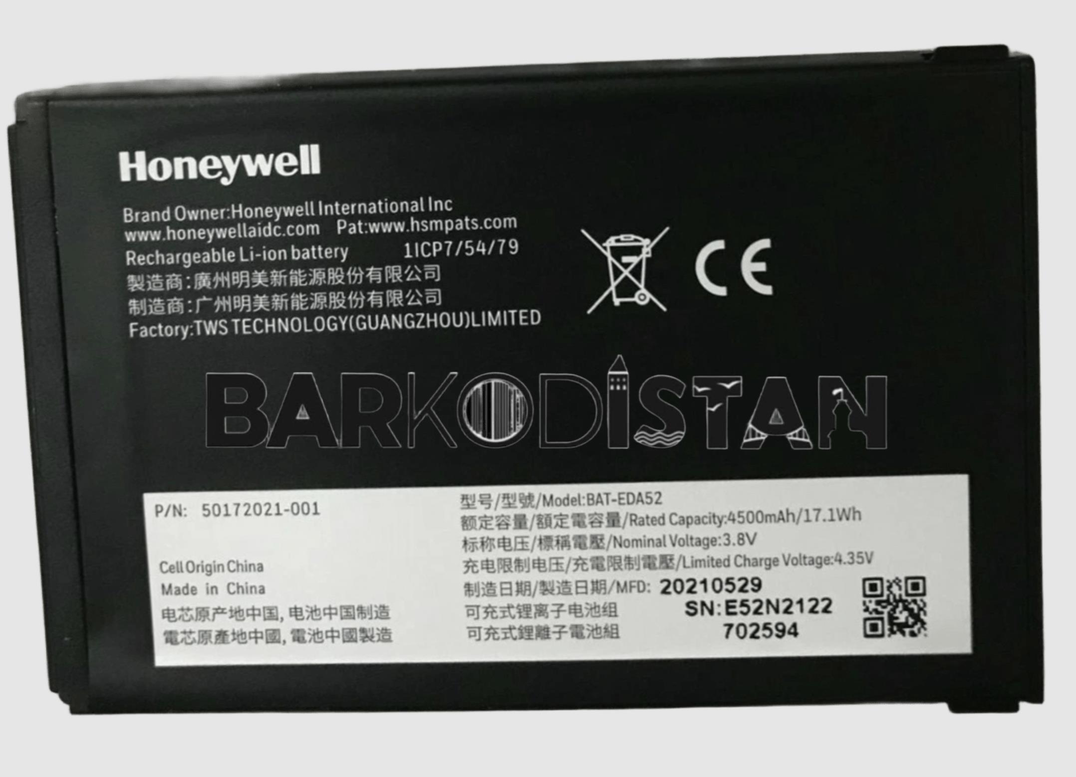 50172021-001 Honeywell EDA52 Pil Yedek Batarya, 4500 mAh