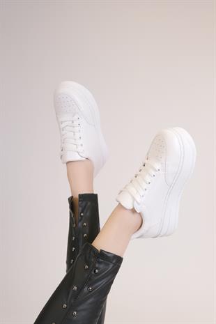 Beyaz Deri (Ceni) Kadın Sneakers 