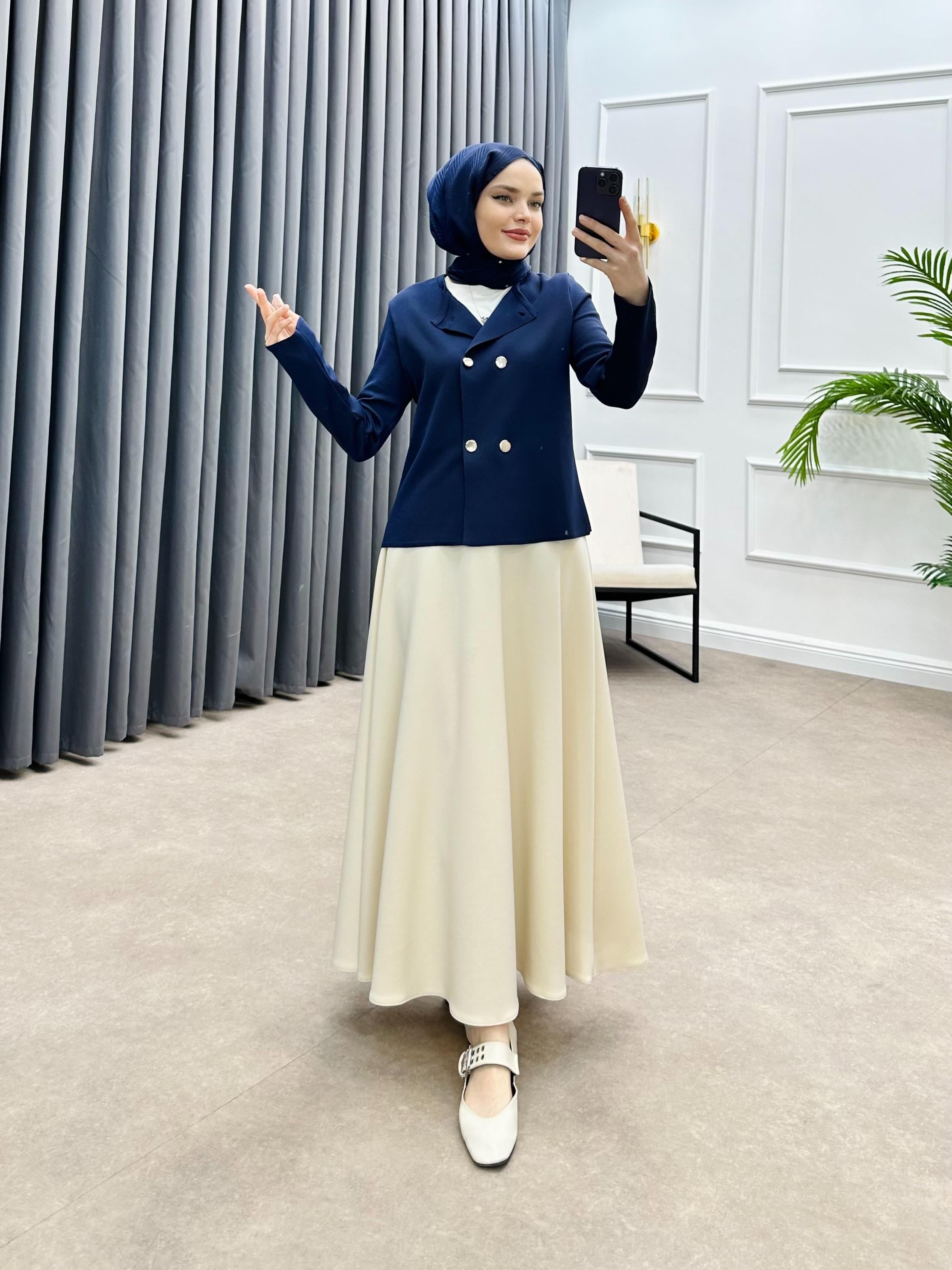 ALTI DÜĞMELİ MERSERİZE HIRKA LACİVERT