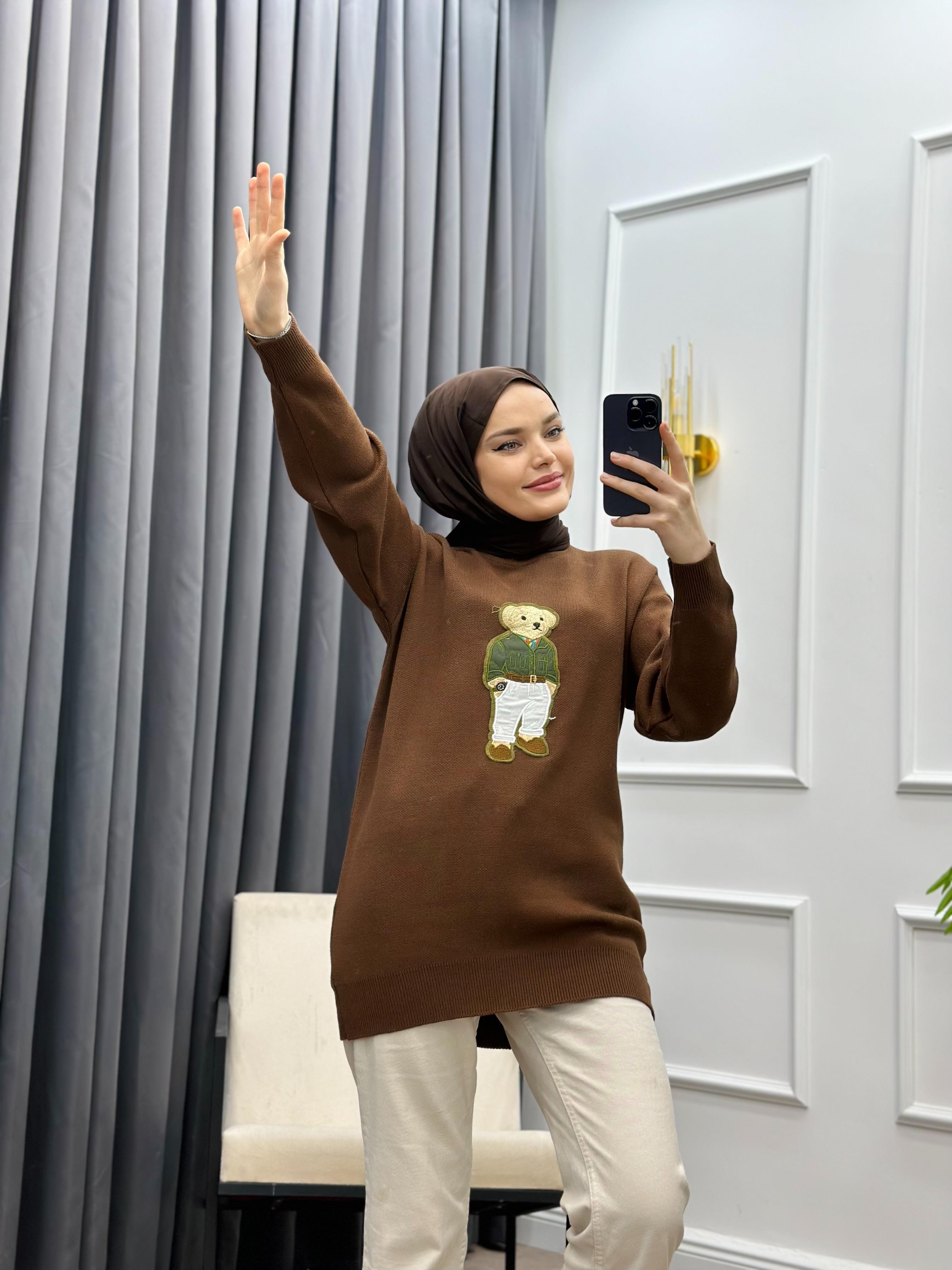 AYICIKLI TRİKO KAZAK KAHVE