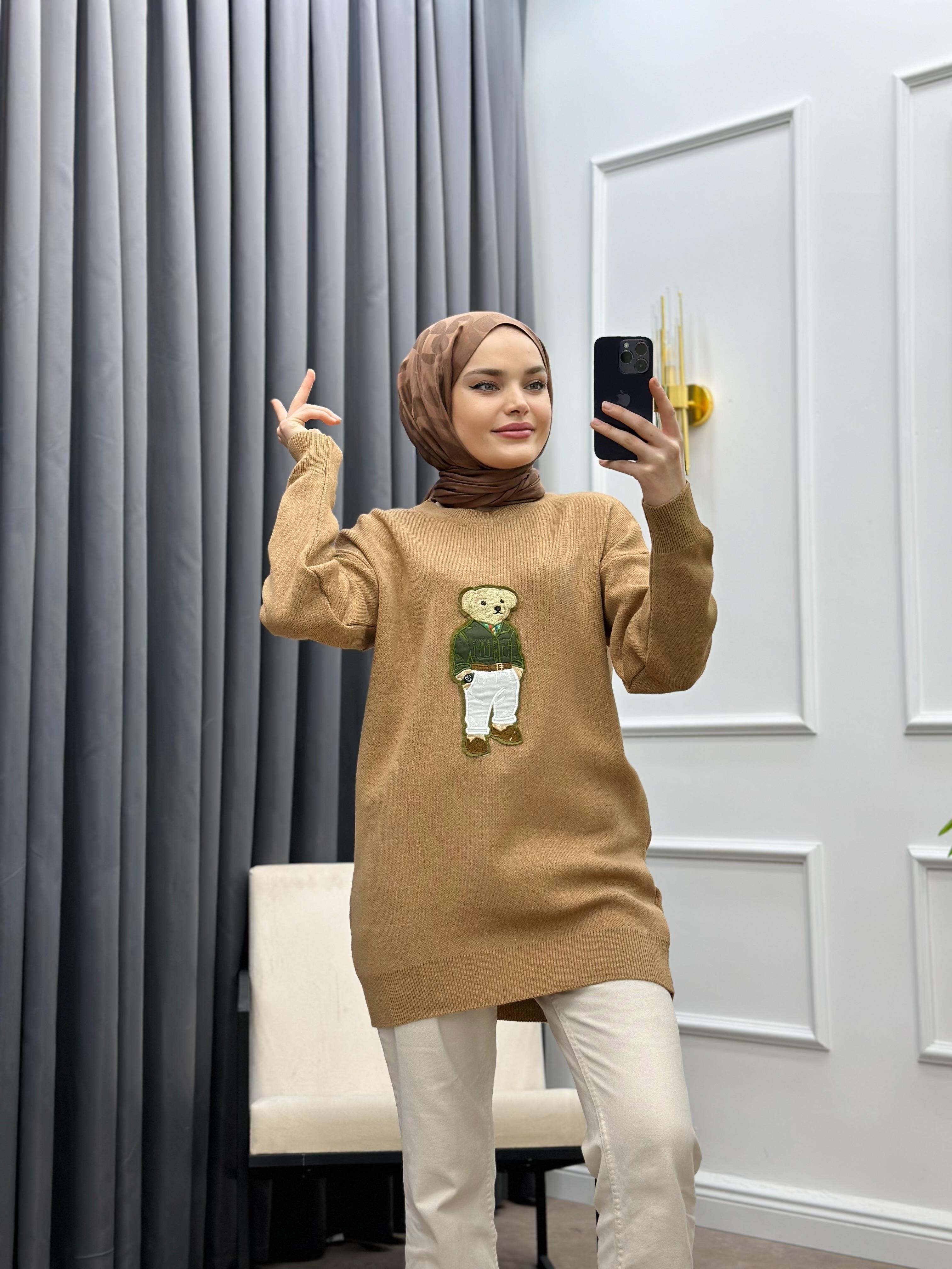 AYICIKLI TRİKO KAZAK SÜTLÜ KAHVE