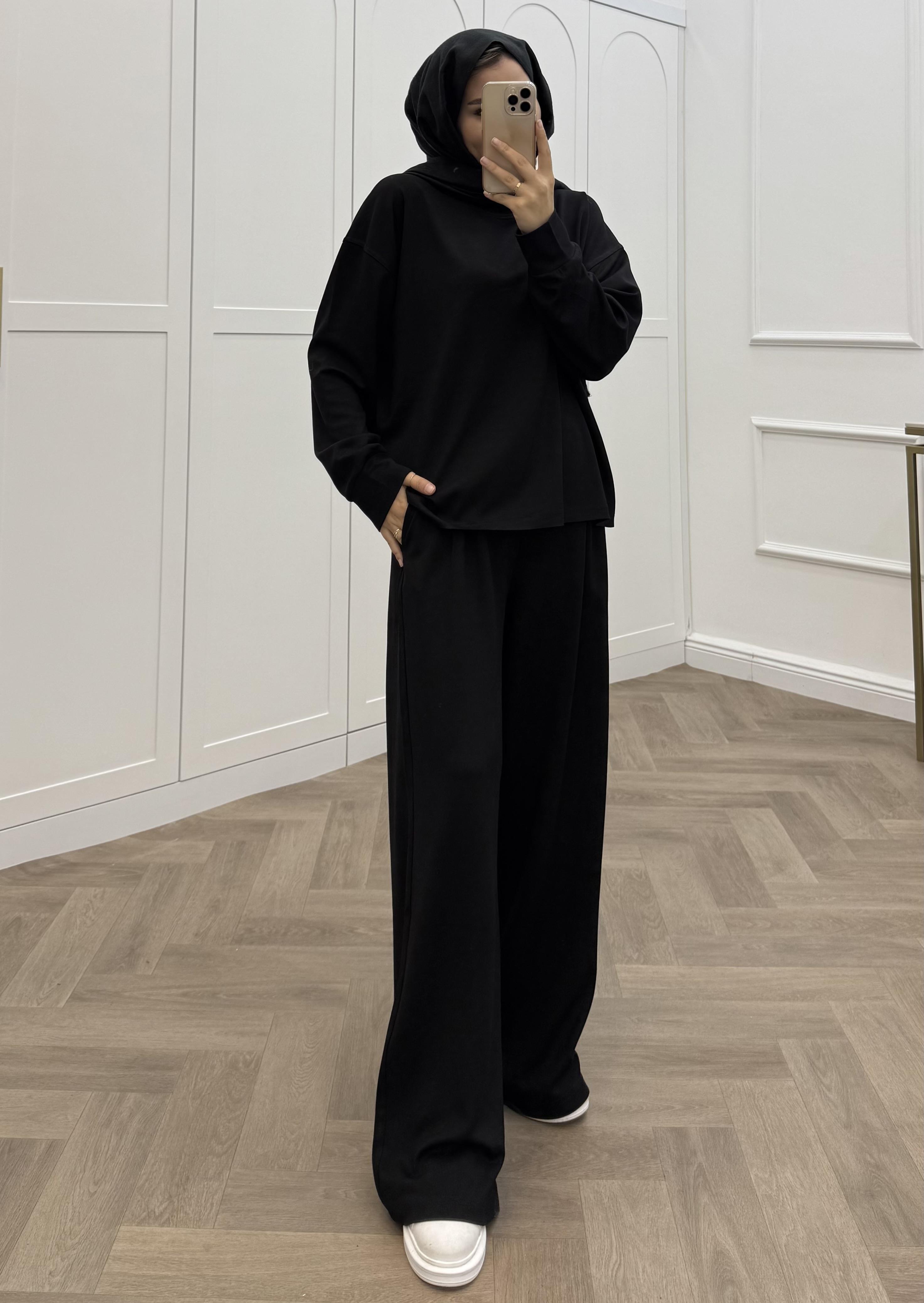 AZRA BASİC PANTOLONLU TAKIM SİYAH