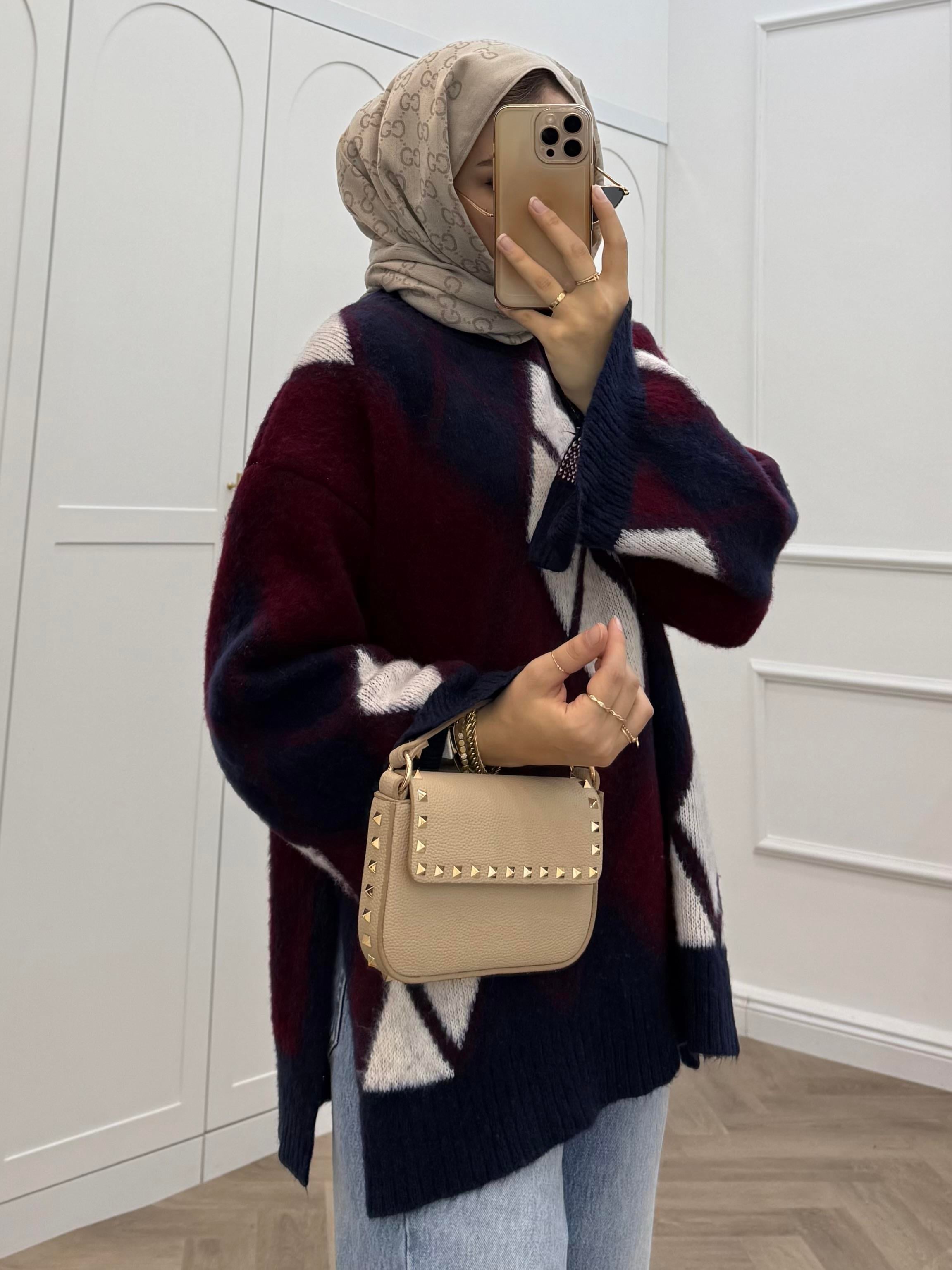BAKLAVA DESEN YUMOŞ KAZAK LACİVERT