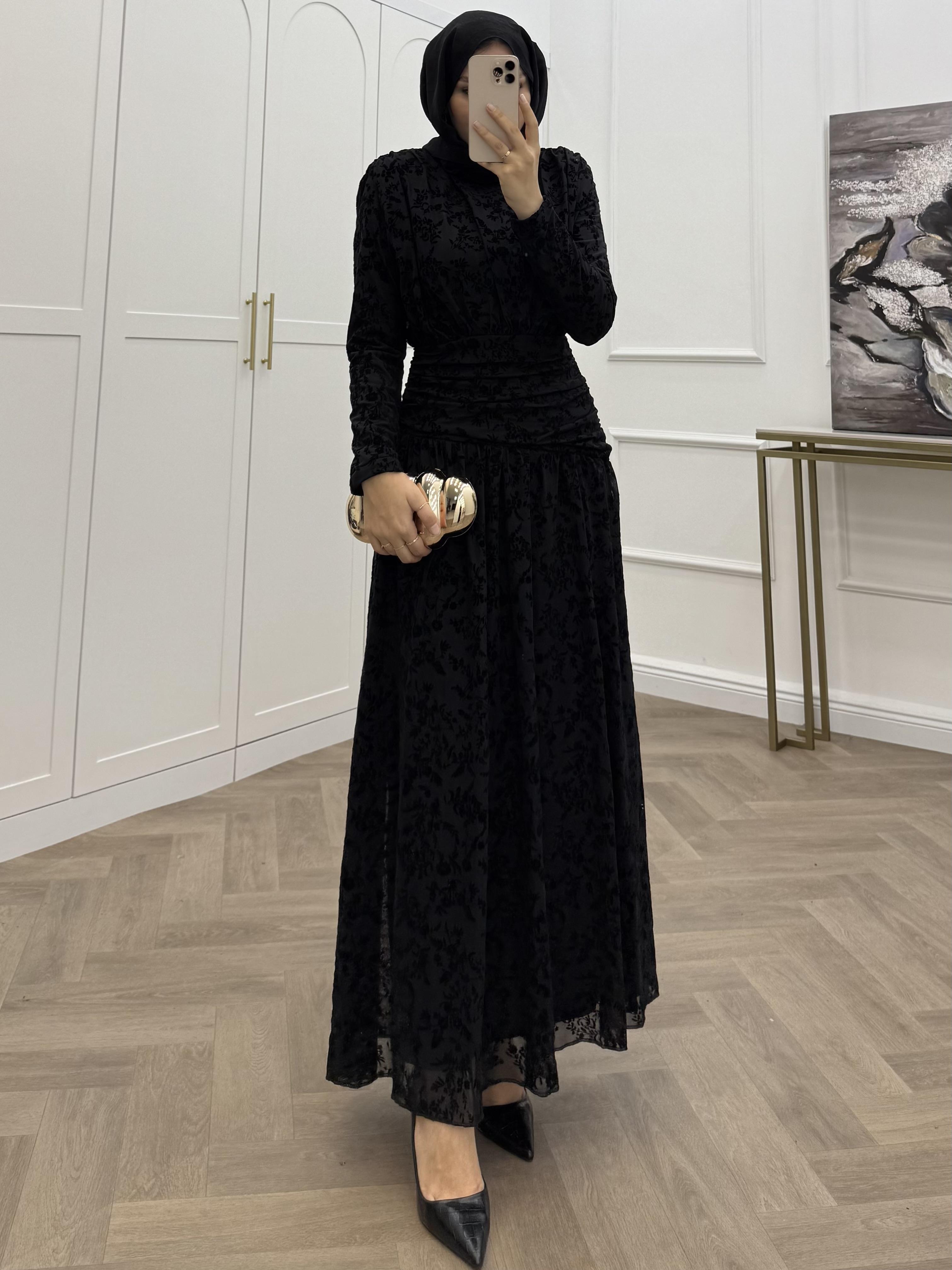 BELLA DANTEL ELBİSE SİYAH