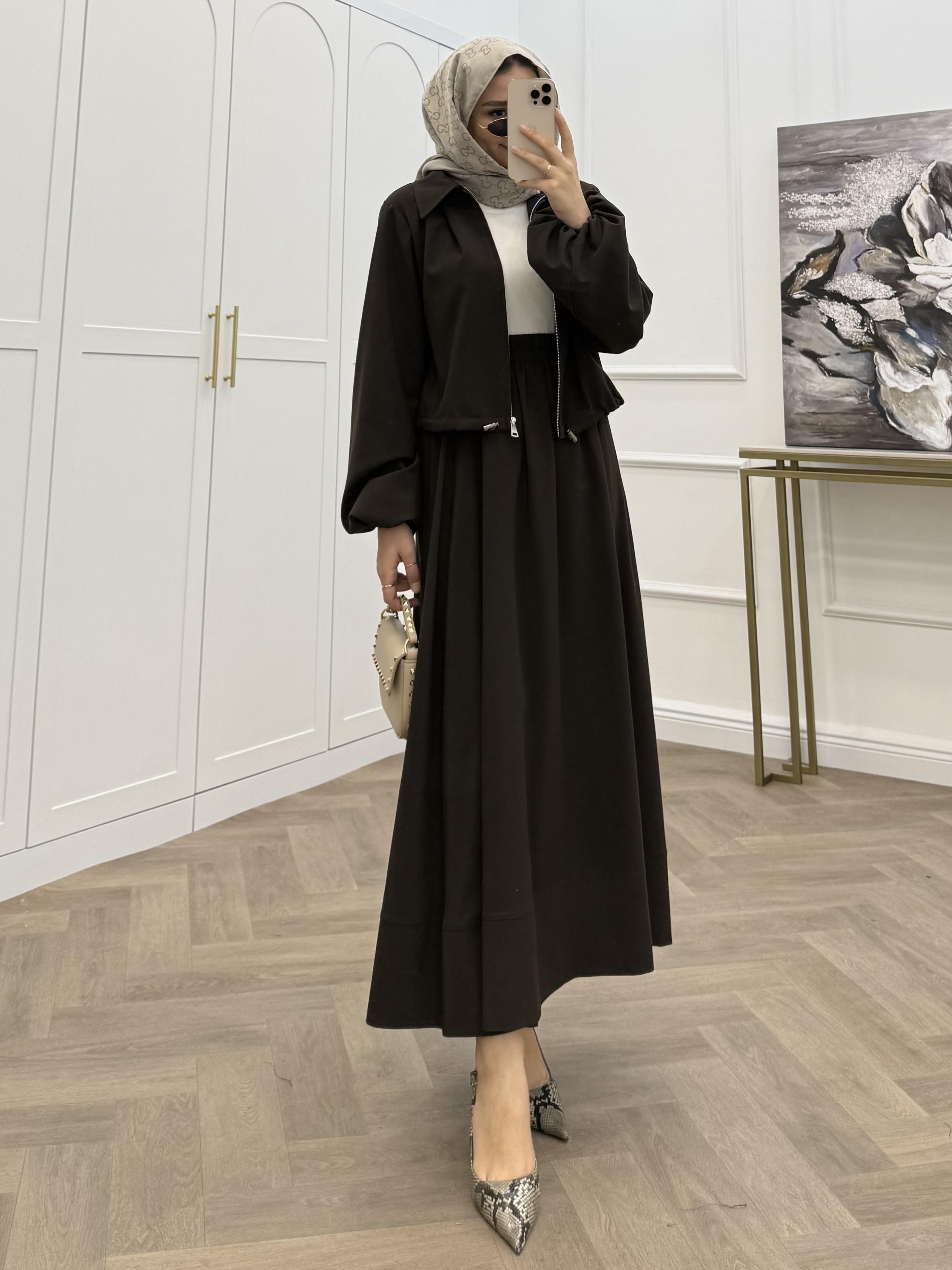 BOMBER CEKETLİ STOPERLİ ETEKLİ TAKIM KAHVE 