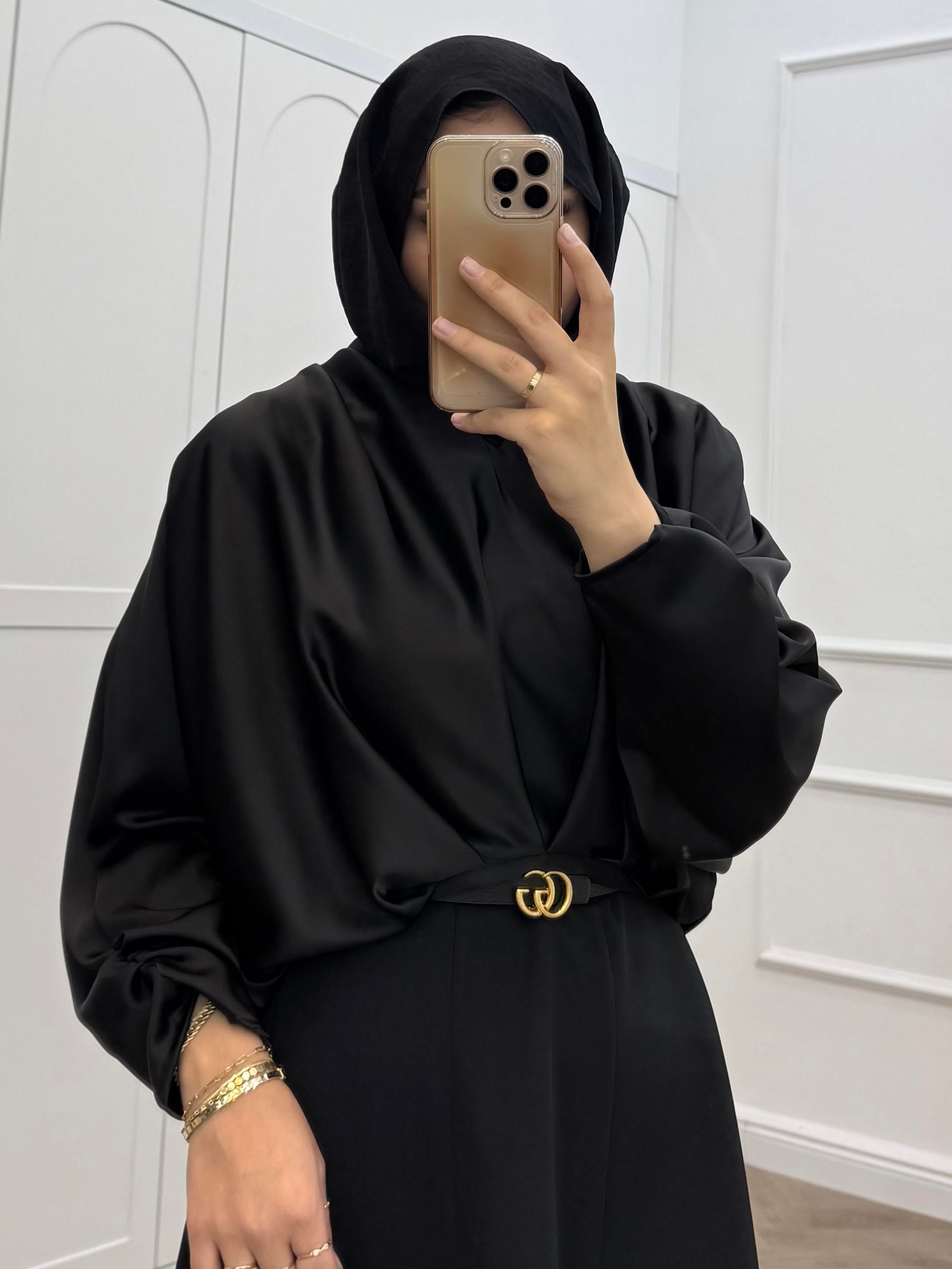 BOMBER SATEN BLUZ SİYAH