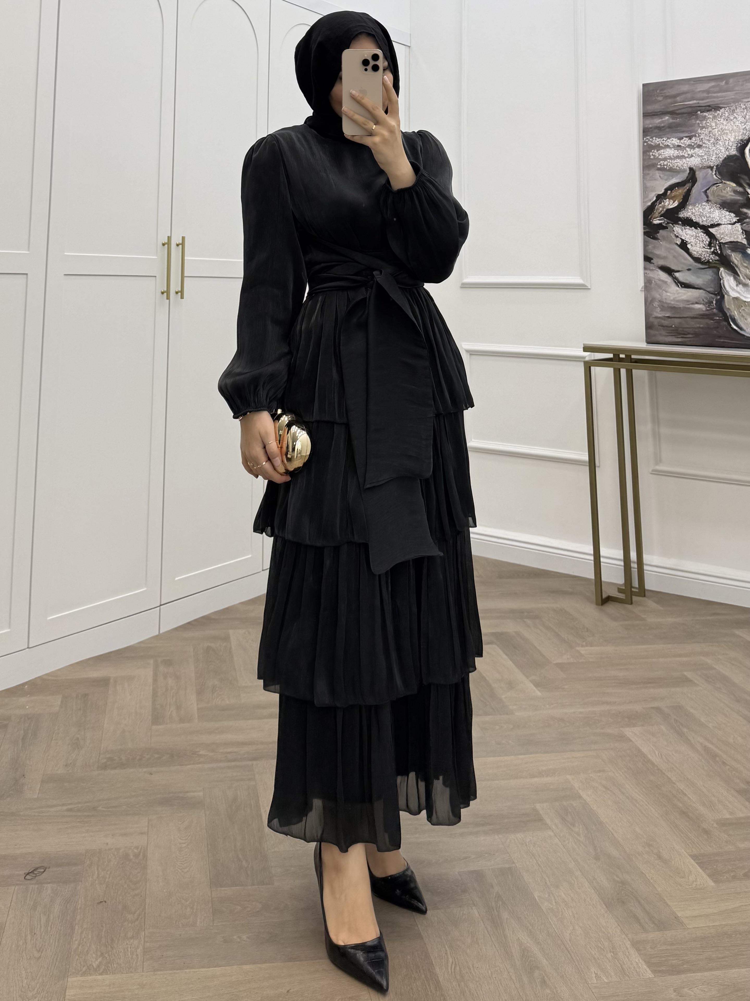 ÇAPRAZ BAĞLAMALI JANJAN ABİYE  SİYAH