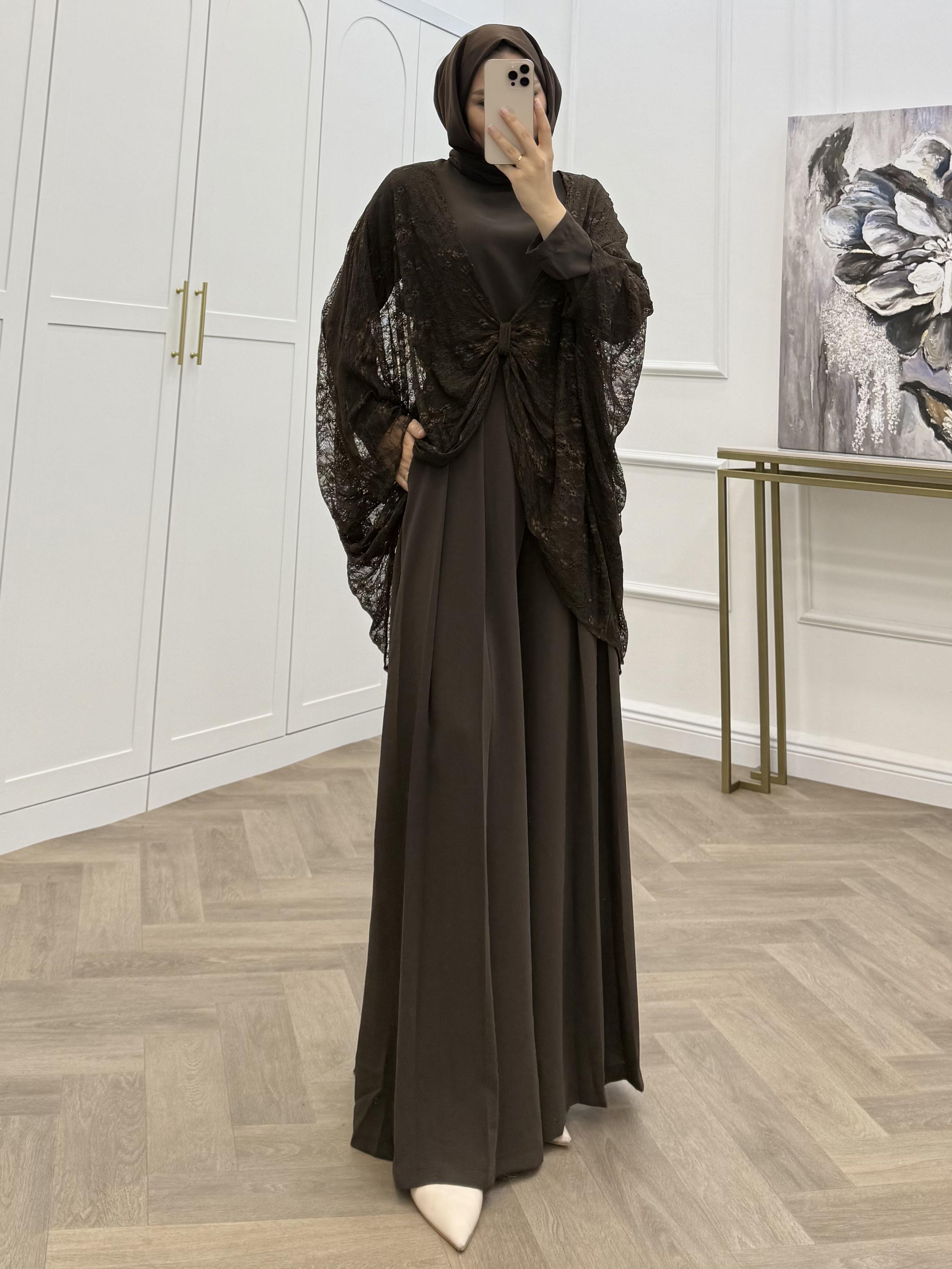 DANTEL PANÇOLU ÜÇLÜ TAKIM KAHVE