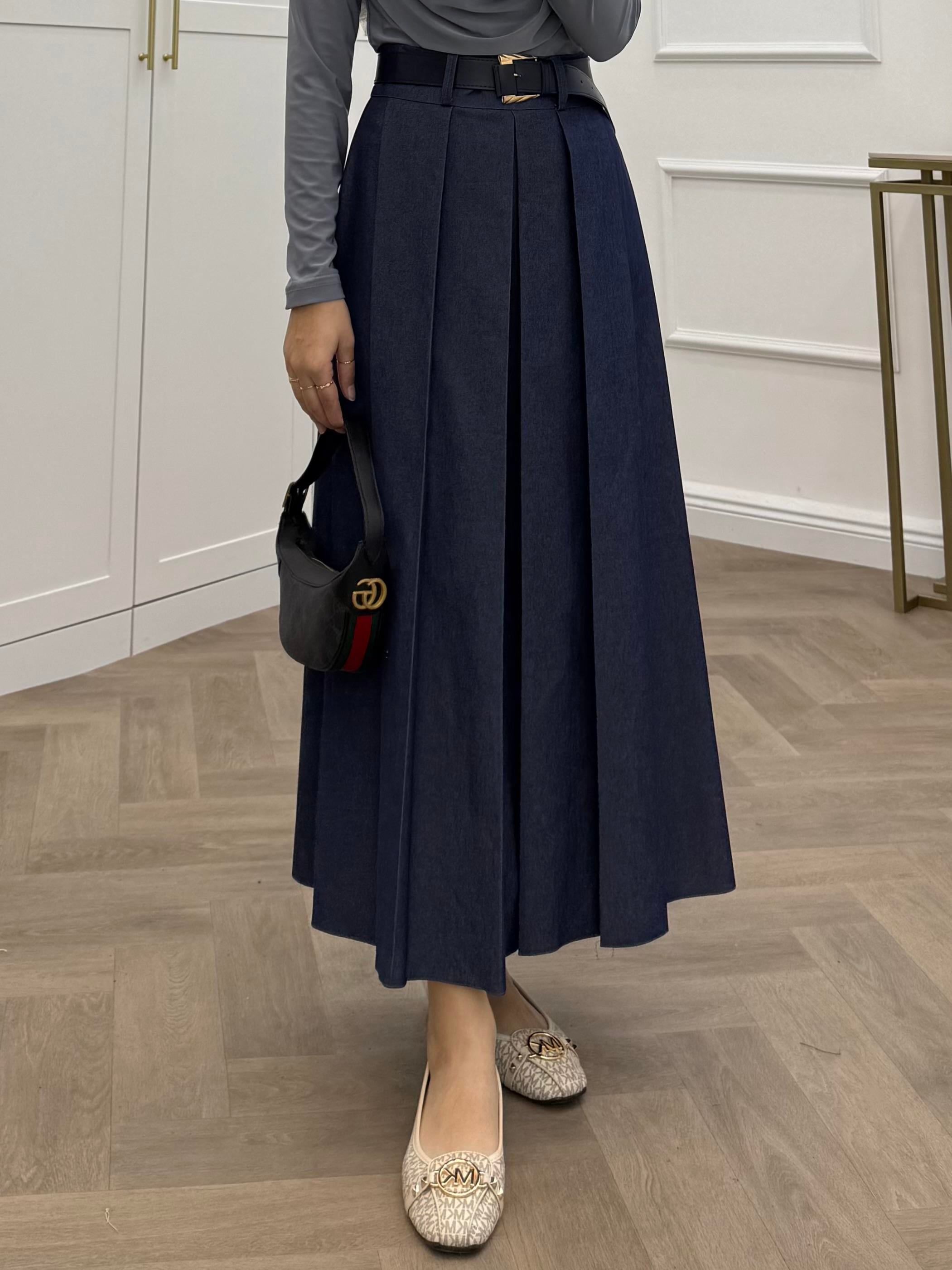 DENİM KEMERLİ ETEK 